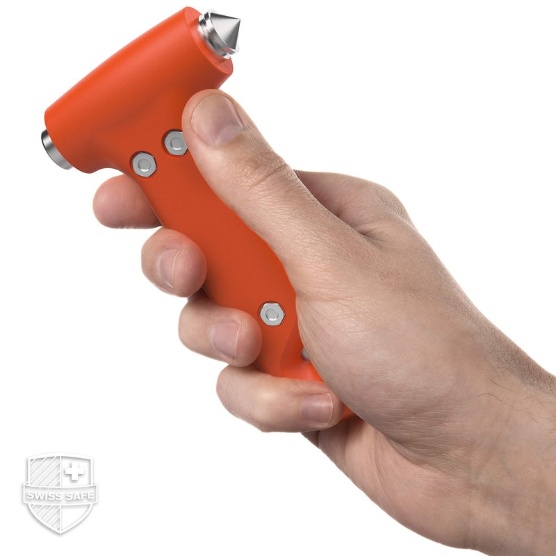 Swiss Safe Durable 5-1 Car Safety Hammer Window Breaker Breaker Tool w/Seatbelt Cutter - Emergency Escape Glass Hammer - Truck, Car Safety Essentials & Accessories - Orange, 1 Pack - Image 5